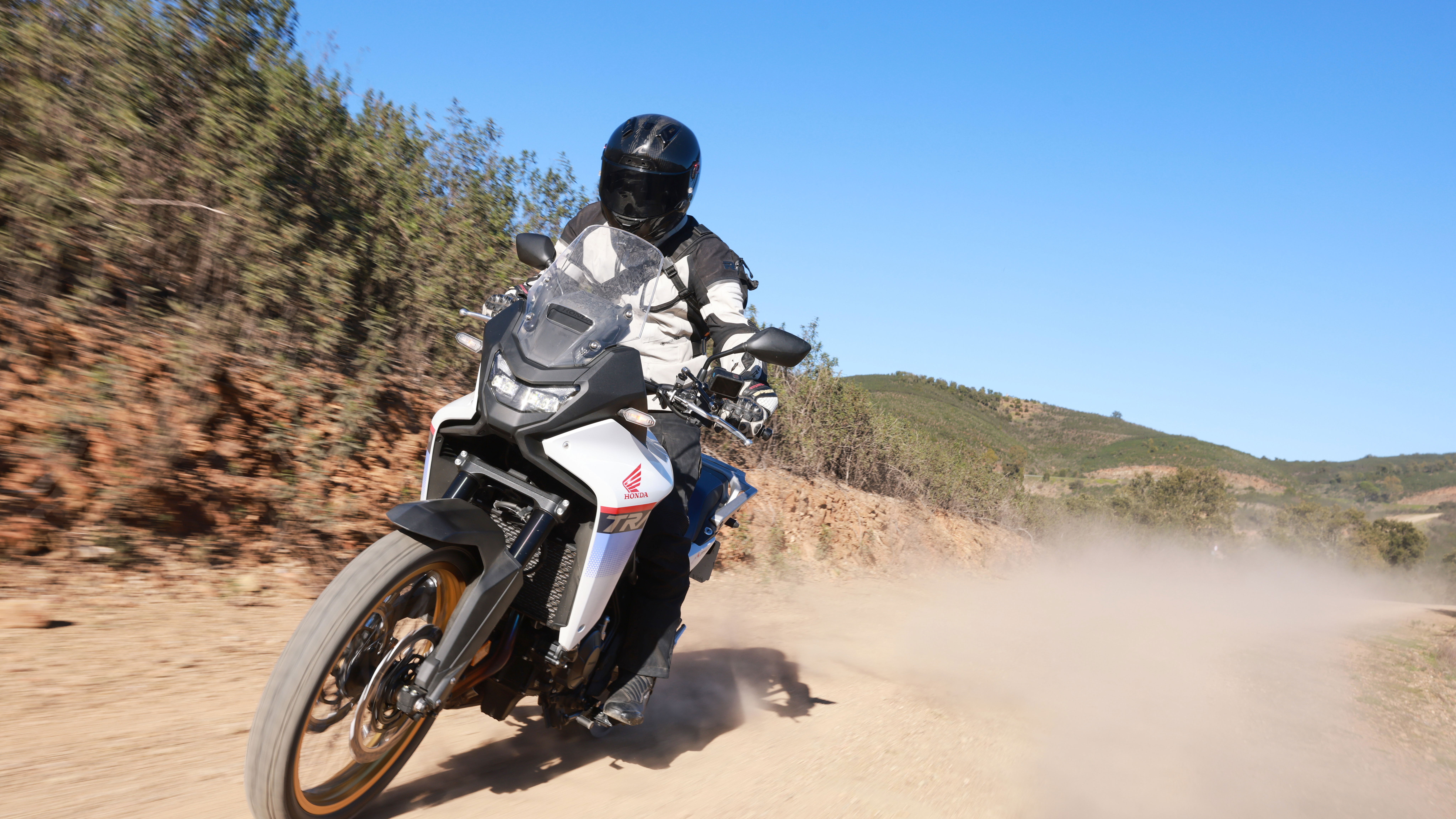 The 2025 Honda XL750 Transalp being ridden off-road