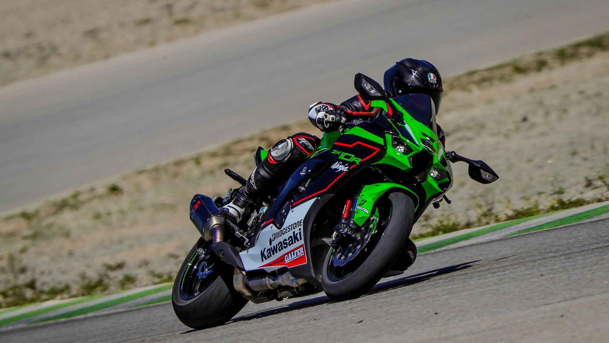 A Kawasaki ZX-10R Ninja on track