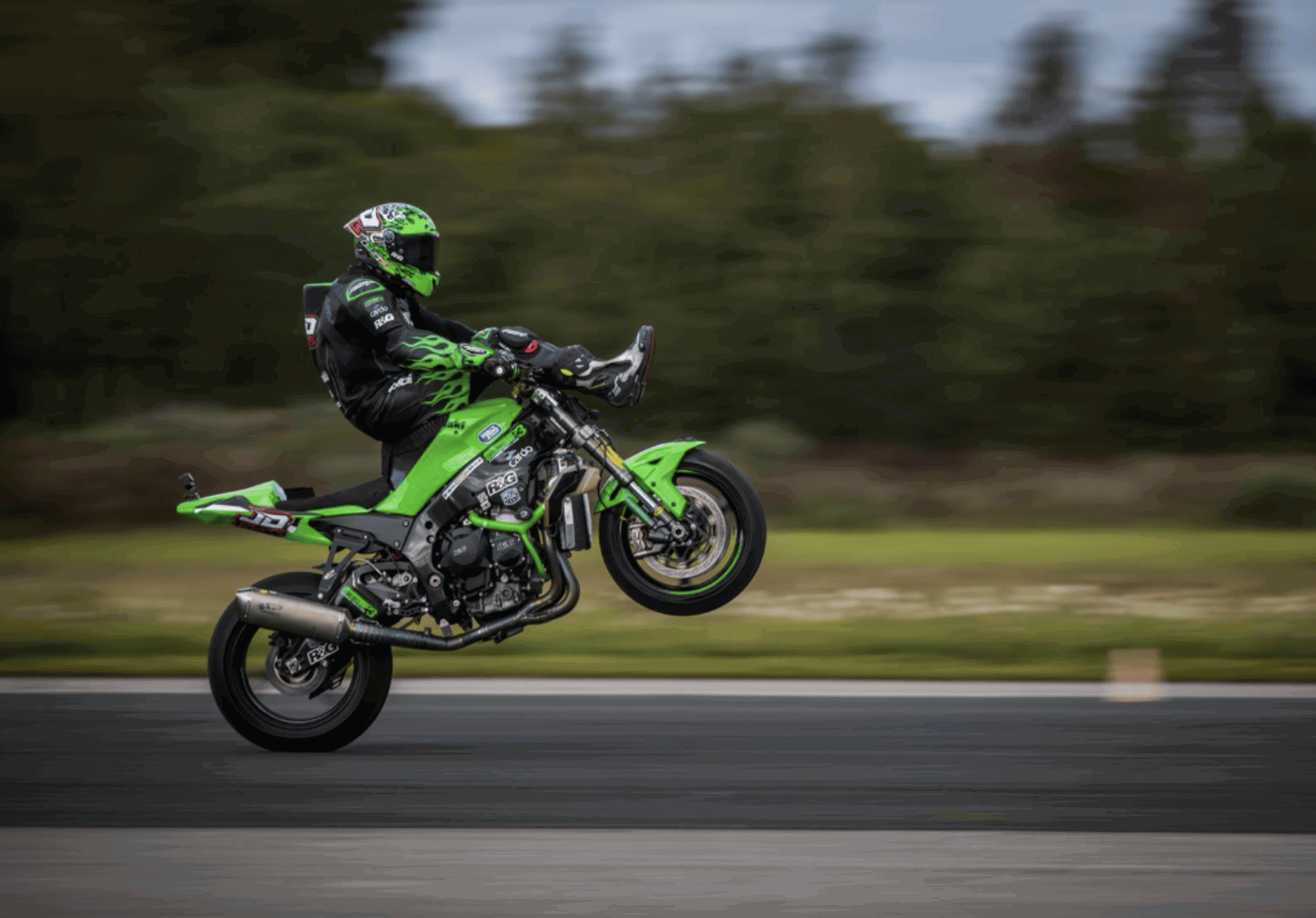 Jonny Davies performing a 'highchair' wheelie world record attempt